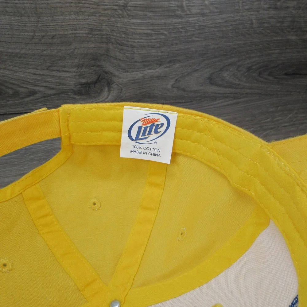 Miller Lite Hat Cap Mens Yellow Strap Back Beer Alcohol Brewery Promo
